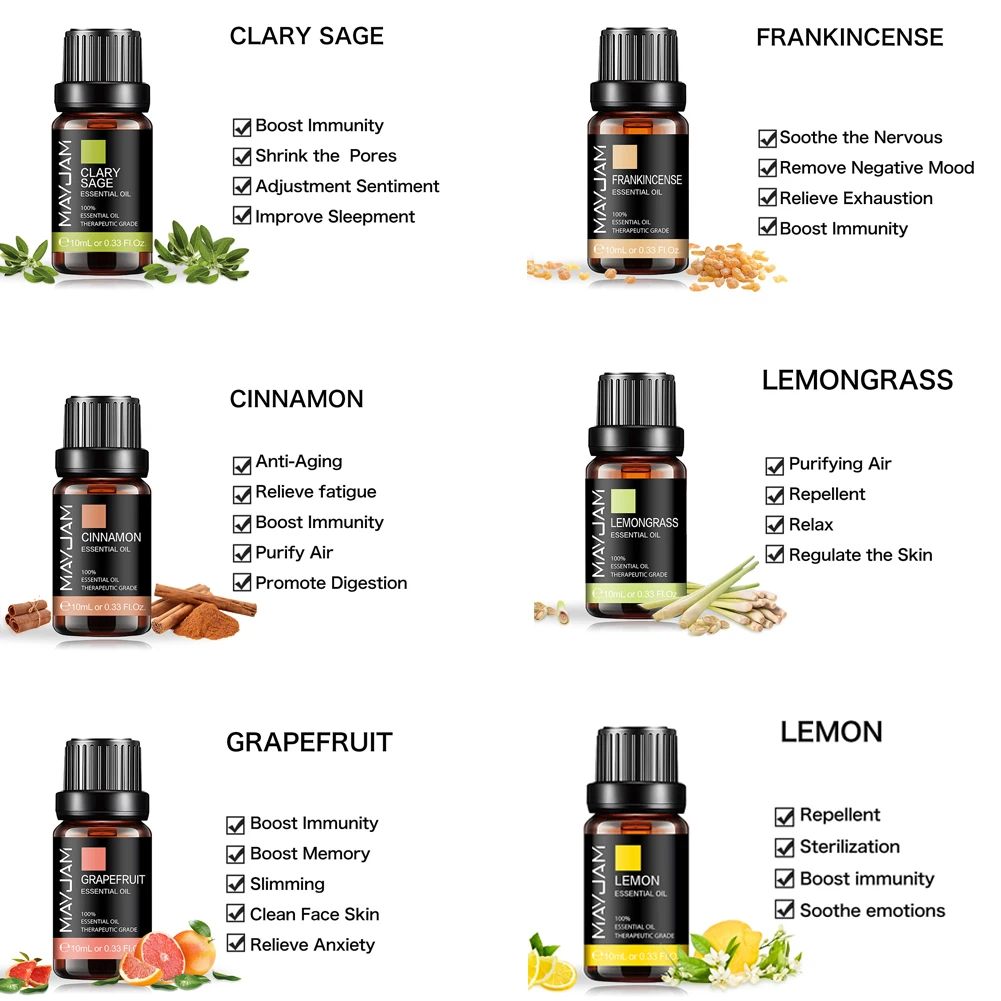 10ml Jasmine Essential Oil Diffuser Aroma Oils Lavender Vanilla Vetiver