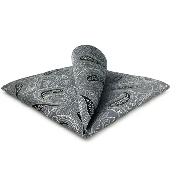 

DH30 Dark Grey Paisley Pocket Square for Men Classic Handkerchief Hanky