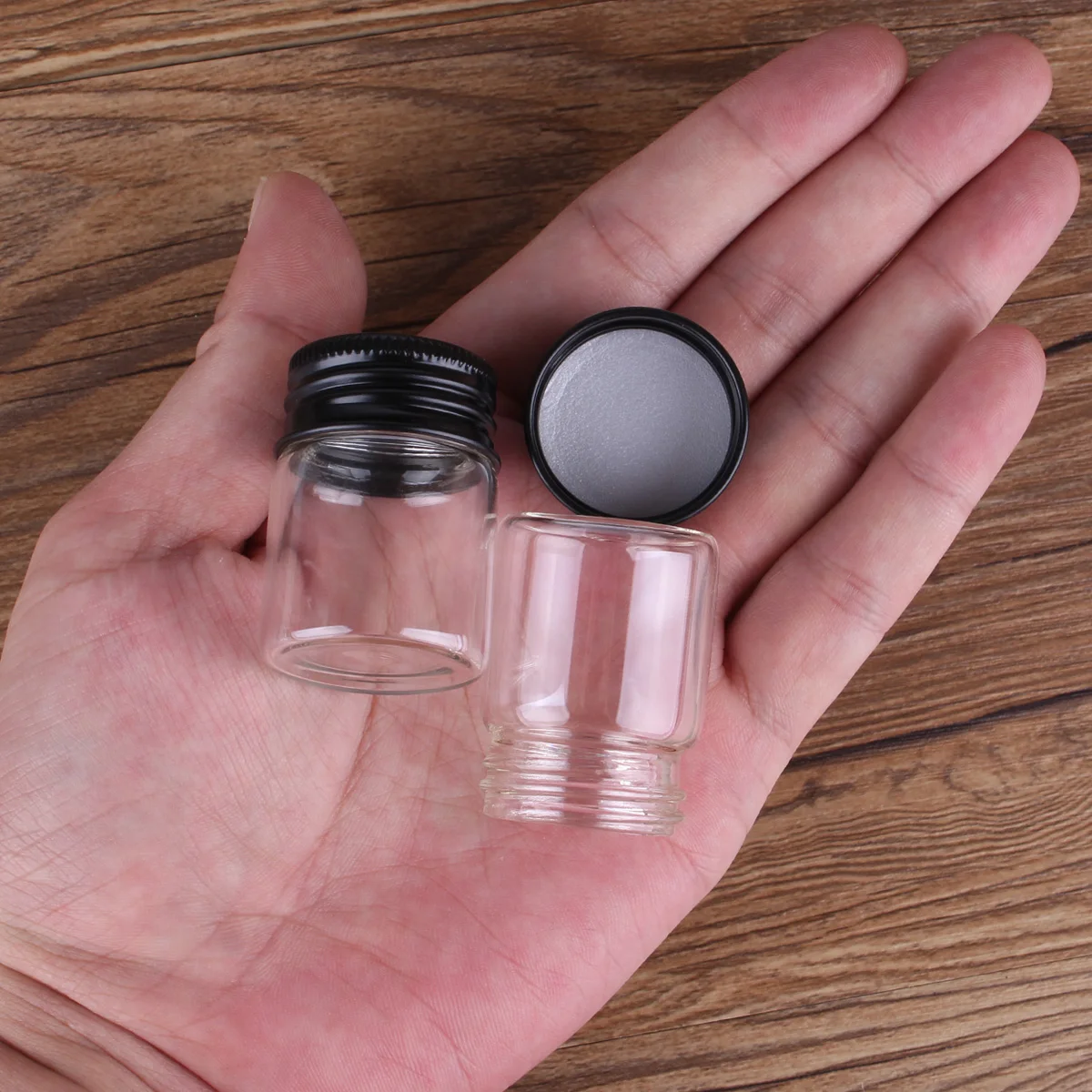 5pcs 15ml 30*40mm Glass bottle with Black Aluminum Caps Glass Jars Potion bottles Glass vessels Glass Vials for Art Craft 3