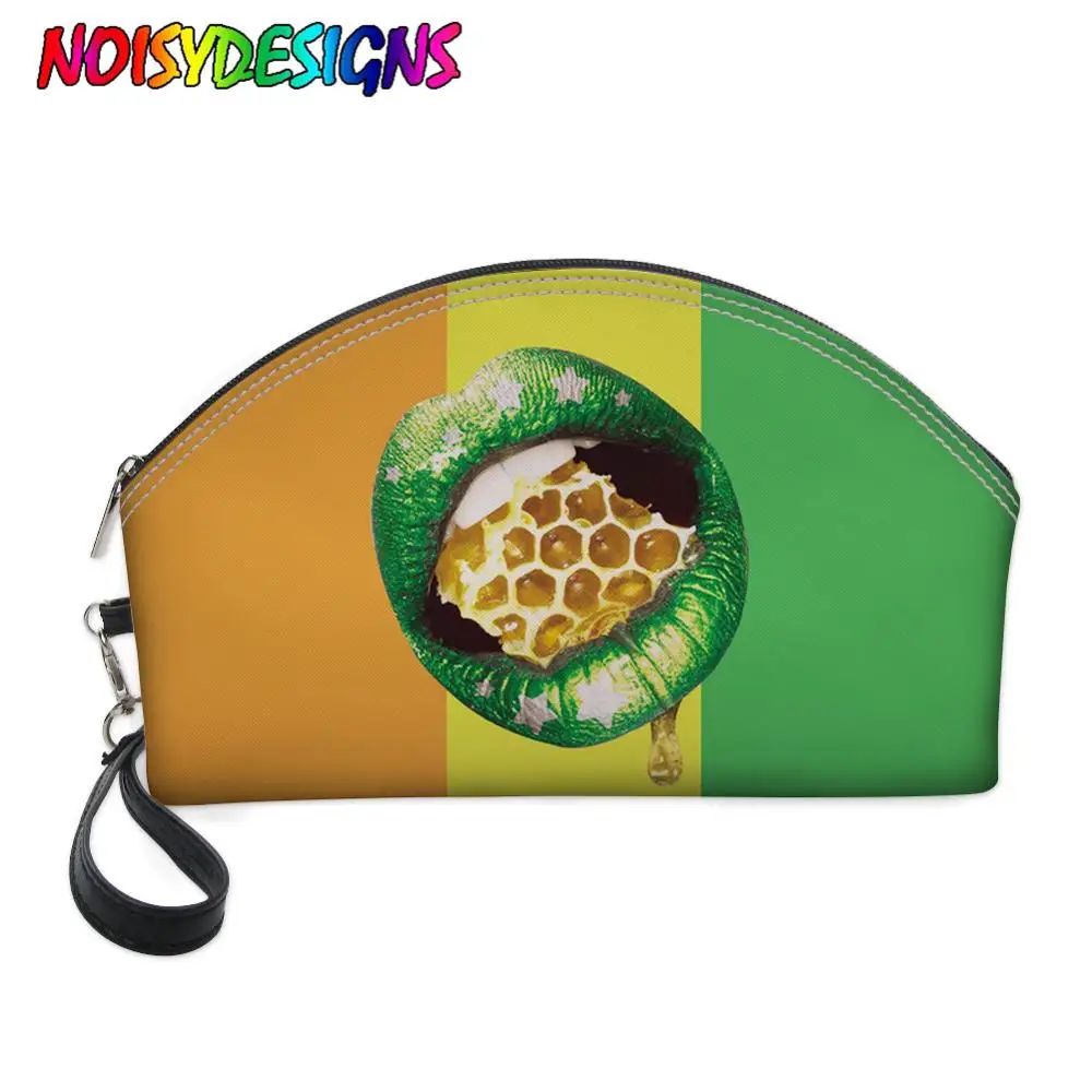 

NOISYDESIGNS Washing Toiletry Kit Organizer Green Lips Pattern Travel Cosmetic Bag Make Up Cases Creative Neceser Maquillaje