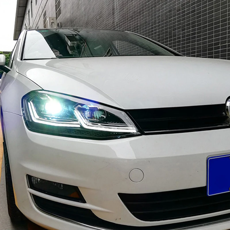 Автомобильные фары для Volkswagen Golf 7 5 2013 2017 ангельские глазки Bi Xenon объектив проектор
