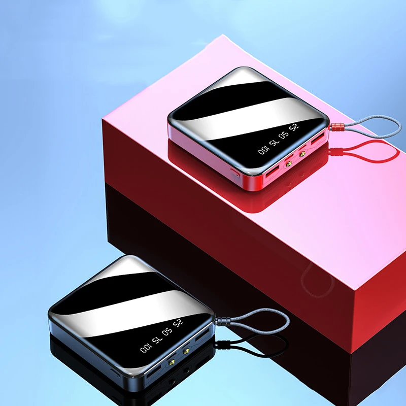 Мини Внешний аккумулятор 10000 мАч для iPhone 11 X, Xiaomi, портативное зарядное устройство, два порта usb, внешний аккумулятор, повербанк, светильник