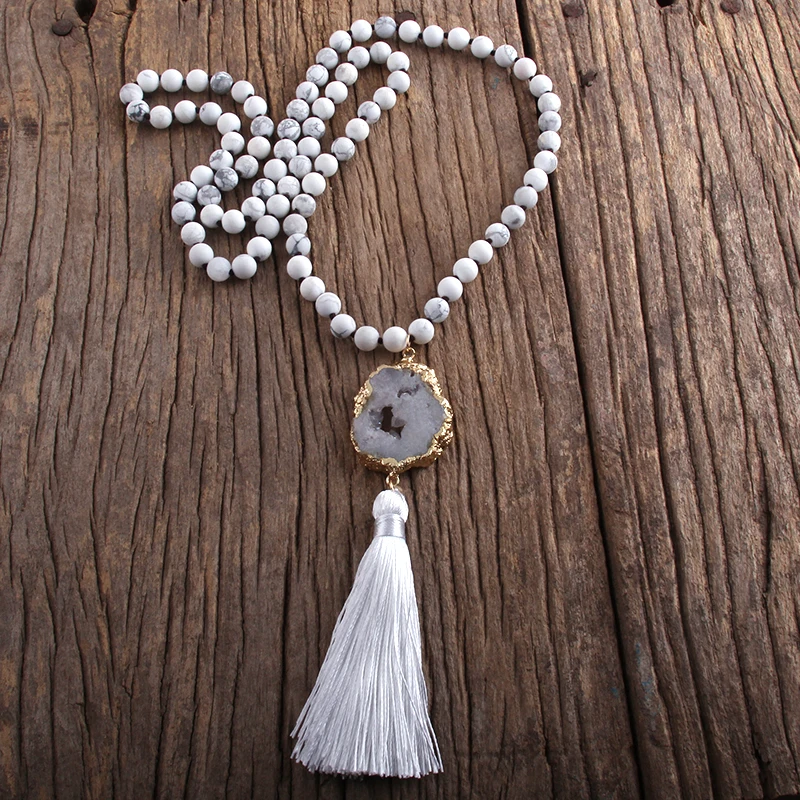 rh moda boêmio jóias pedras atado druzy ligações de pedra tassel colares para boho jewelryes mulheres presente colar lariat