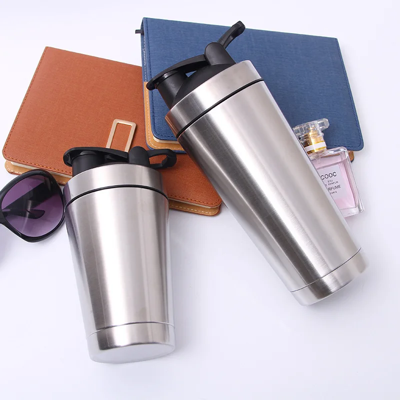 

Protein Powder Shake Cup 304 Double Layer Vacuum Insulation Cup Multi-functional Stainless Steel Fitness Sports Bottle Customiza