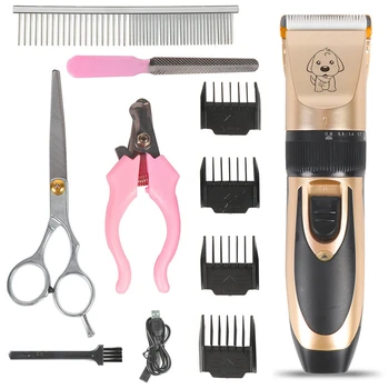 

Transer 1Set Rechargeable Electric Dog Shaver Hair Clipper Set Nail Cut File Clipper scissors Pets Dogs Grooming products 204