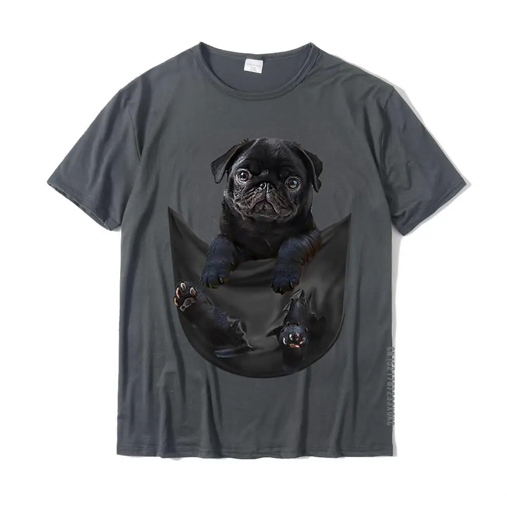 Slim Fit Mens Coupons Funny Tops & Tees Crewneck VALENTINE DAY Pure Cotton T Shirts Casual Short Sleeve Tee Shirt Funny Black Pug In Pocket T-Shirt__MZ20584 carbon