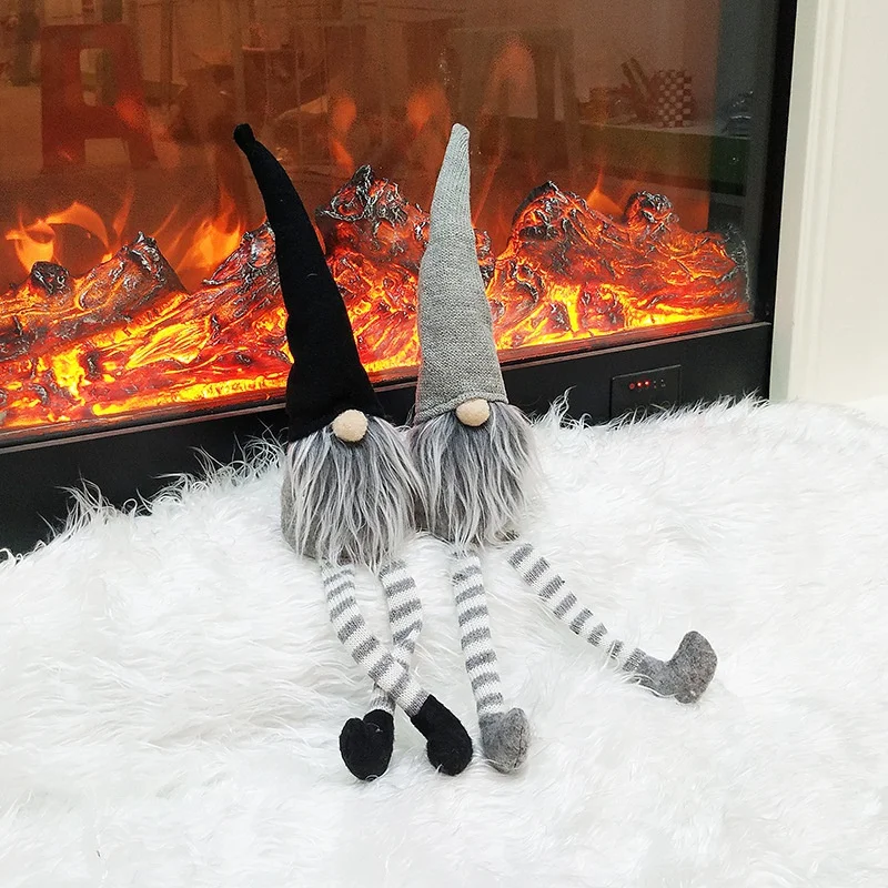 

2Pcs Christmas Decoration Cute Sitting Long-Legged Elf Festival New Year Dinner Party Christmas Tree Home Decoration