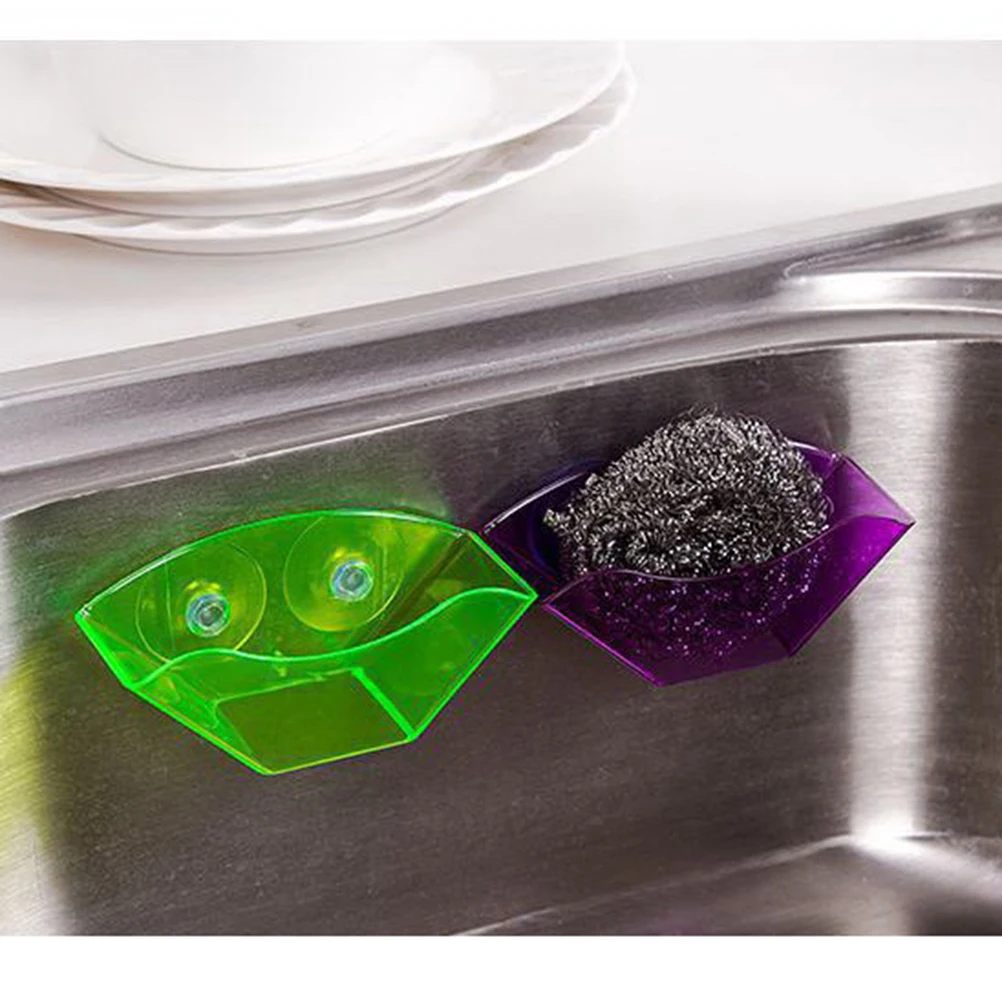 4 Colors Double Suction Cup Sink Sponge Holder Kitchen Utensils Drying Rack Storage Organizer Soap Sponge Shelf Holder