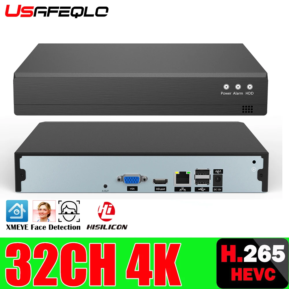 ONVIF-grabador de vídeo Digital de red, 16 canales, 32 canales x 4K, H.265/H.264, compatible con 1 SATA, NVR, Max, 8TB, XMEYE, CMS, con Cable, P2P, nube móvil