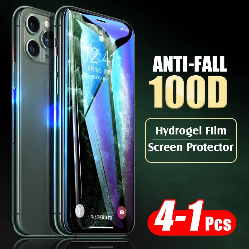 4-1 шт 100D Гидрогелевая пленка для IPhone XR X XS 11 Pro Max Защита экрана для IPhone 8 7 6 6s Plus прозрачная пленка на весь экран