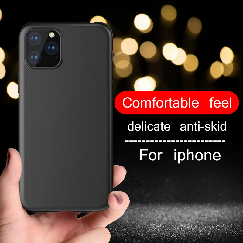 Черный матовый чехол для iPhone 11 Pro Max XR X 10 Мягкая силиконовая задняя крышка из ТПУ XS