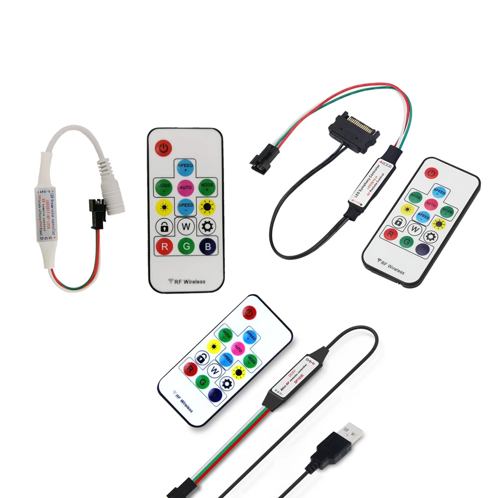 

DC USB SATA led pixel 14Keys RF Remote Controller DC 5V-24V For ws2811 WS2812B SK6812 Pixels Full Color led Strip light