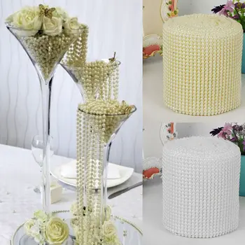 

4mm 10 Yard 24 Rows Ivory White Pearl Wrap Roll Flat Pearl Trimming Beads Ribbon For DIY Craft Gift Wrap Party Wedding Decor