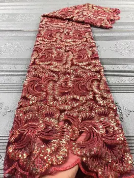 

Nigerian Lace Fabrics African Lace Fabric 2020 High Quality Lace with Sequin, red French Lace Fabric for Dress latest Net lace