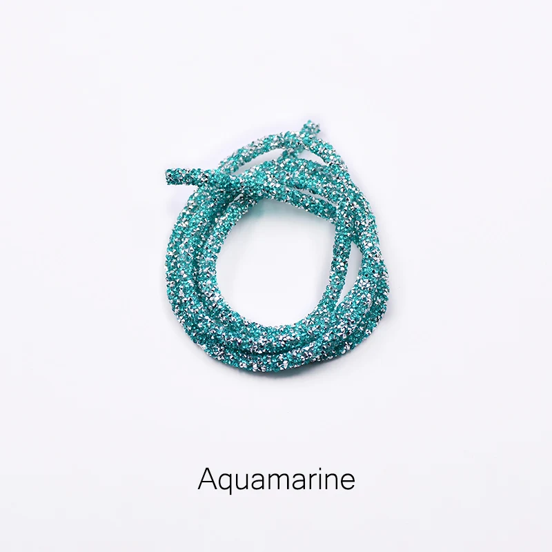 JUNAO 1 метр красочные стразы шнурок-цепочка трубки украшения из кристаллов смолы страз аппликация для платья Ювелирные изделия ремесла - Цвет: Aquamarine