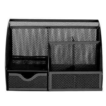 

Metal Pen Holder Barrel Student Multi-Function Desktop Storage Rack Seven Grid File Data Storage Rack