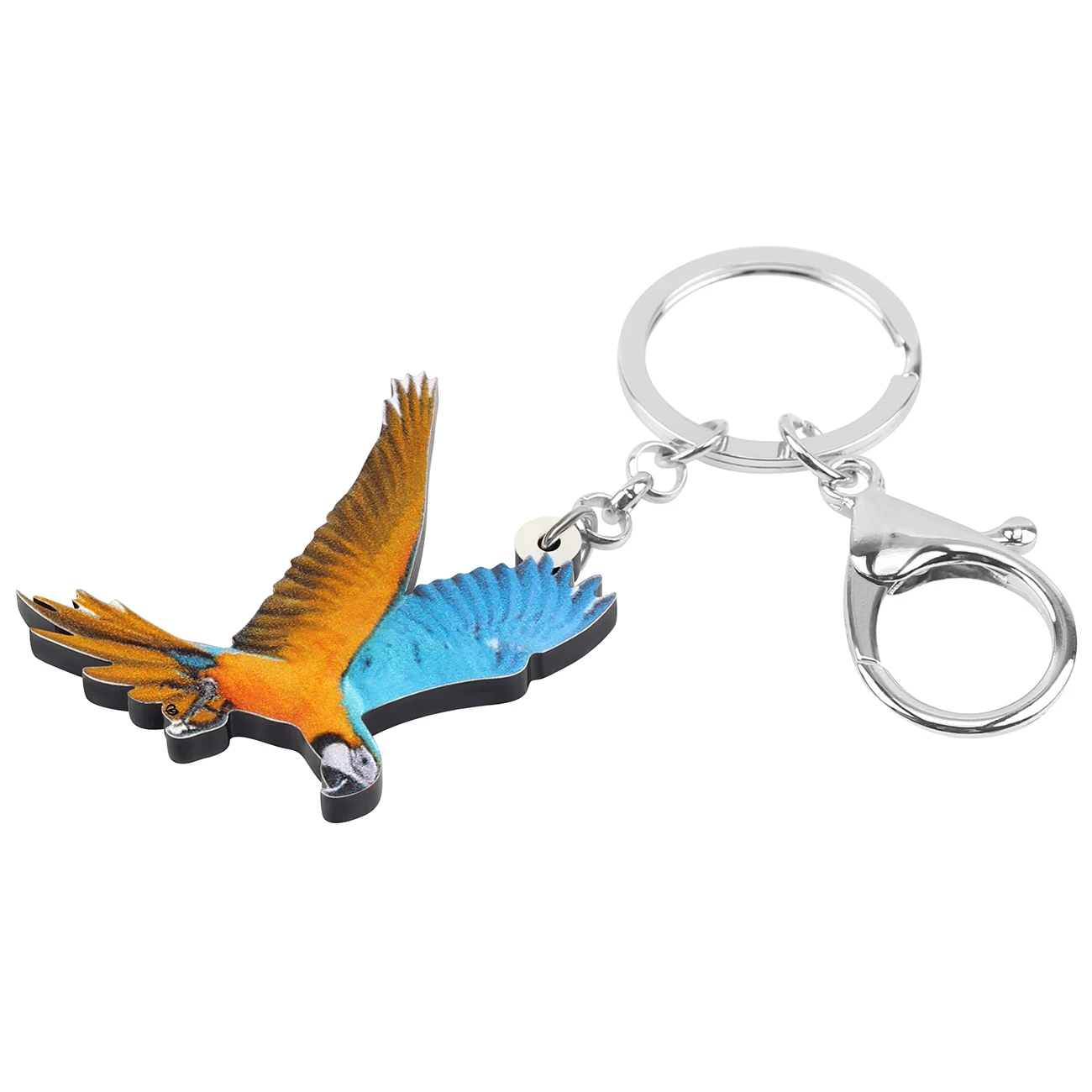 Bonsny Acrylic Macaw Parrot Keychains Printing Cute Animal Bird Keyring Jewelry For Women Kids Girls Fashion Gift Bag Decoration