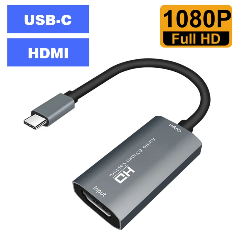 Video Capture Card HD 1080P 4K Type C To HDMI-compatible Video Capture Card HDMI-compatible To USB-C for Game Record Live Streaming