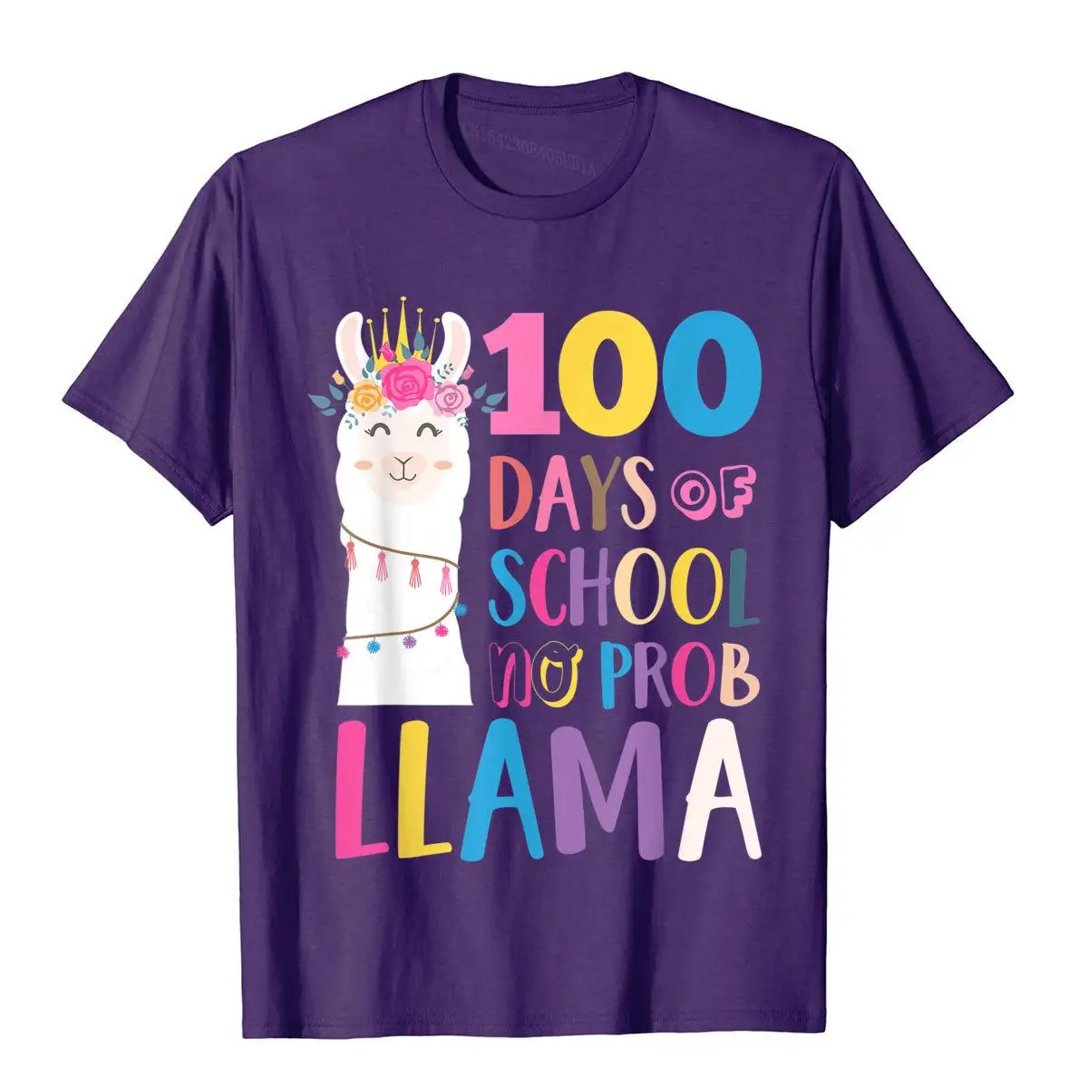 Happy 100 Days Of School No Probllama Shirt Llama Alpaca__A10258purple