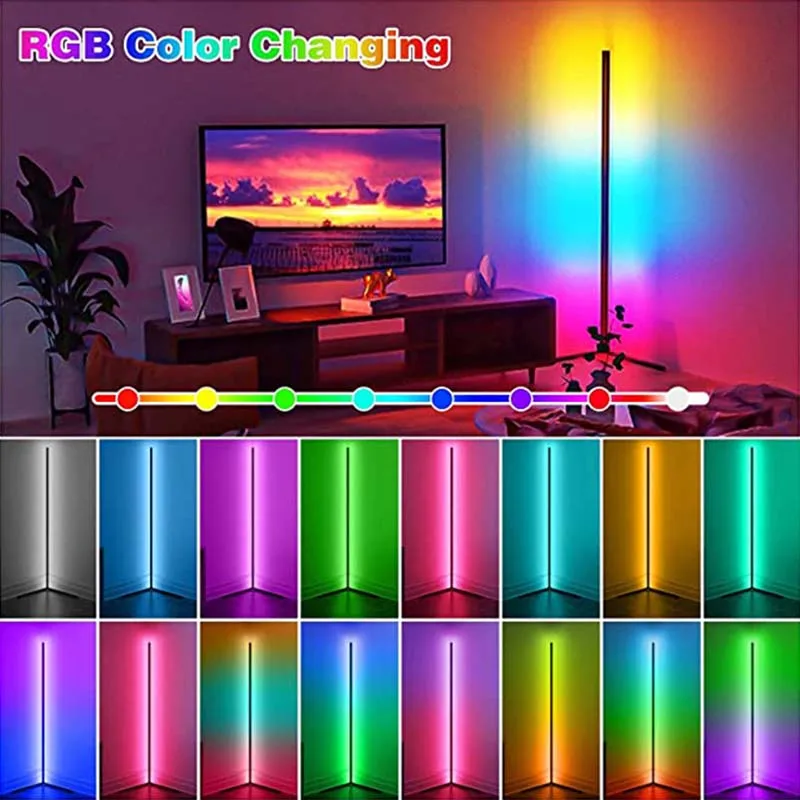 RGB LED Floor Lamp Colorful Corner Floor Light Atmosphere Night Light Bedroom Decoration Standing Lights For Living Room Decor 4