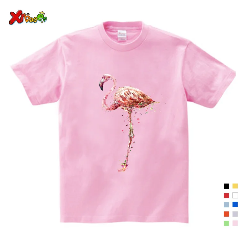 

2021 Summer T Shirt Cartoon Animals Kids Boys Girls Children Cute Short Sleeves Summer Clothing Print Little Flamingo Toddler