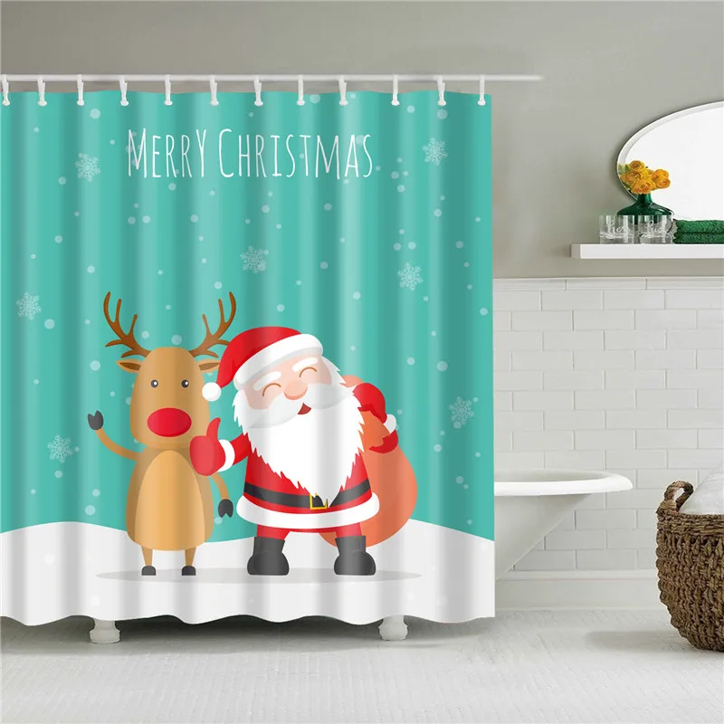 Набор занавесок для ванной комнаты с 12 крючками рождественские украшения для дома Водонепроницаемый полиэстер занавеска для душа s экран для ванной - Цвет: B1014
