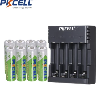 

Pkcell 8pcs AA 2200mah NI-MH 1.2V rechargeable batteries aa battery lsd rechargeable battery with aa dispay battery charger