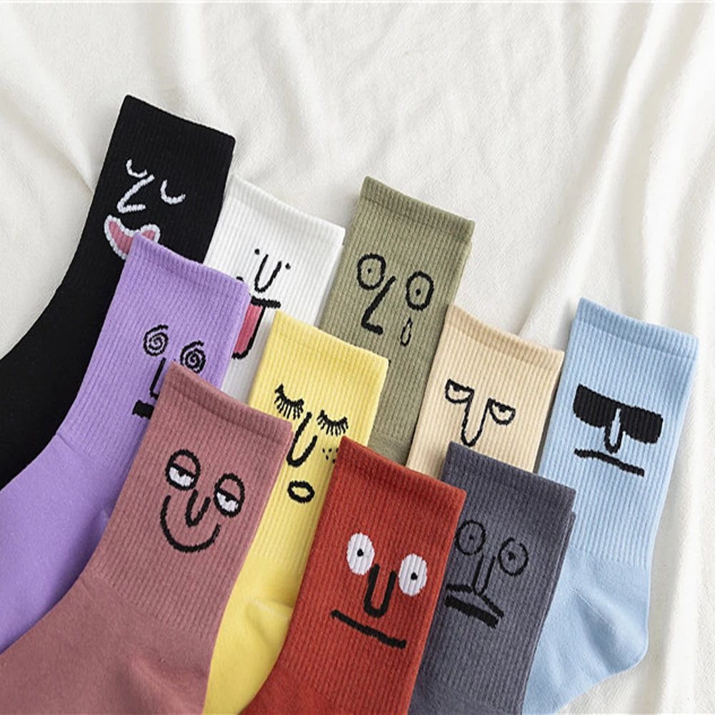 Fashion 1 Pairs Unisex Surprise Mid Socks Harajuku Colorful Winter Funny Socks Cotton Kawaii Cartoon Style For Women Girl