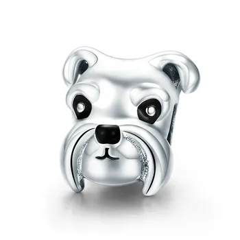 

100% 925 Sterling Silver Lovely Animal Schnauzer Dog Charm Beads fit Women Charm Bracelets & Necklaces DIY Jewelry TDD835
