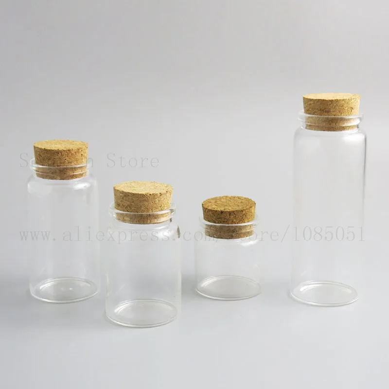 

30pcs Small Empty Clear Borosilicate Glass Bottle Jar Vial with Wooden Cork Stopper Storage Container 50ml 80ml 100ml 150ml 5oz