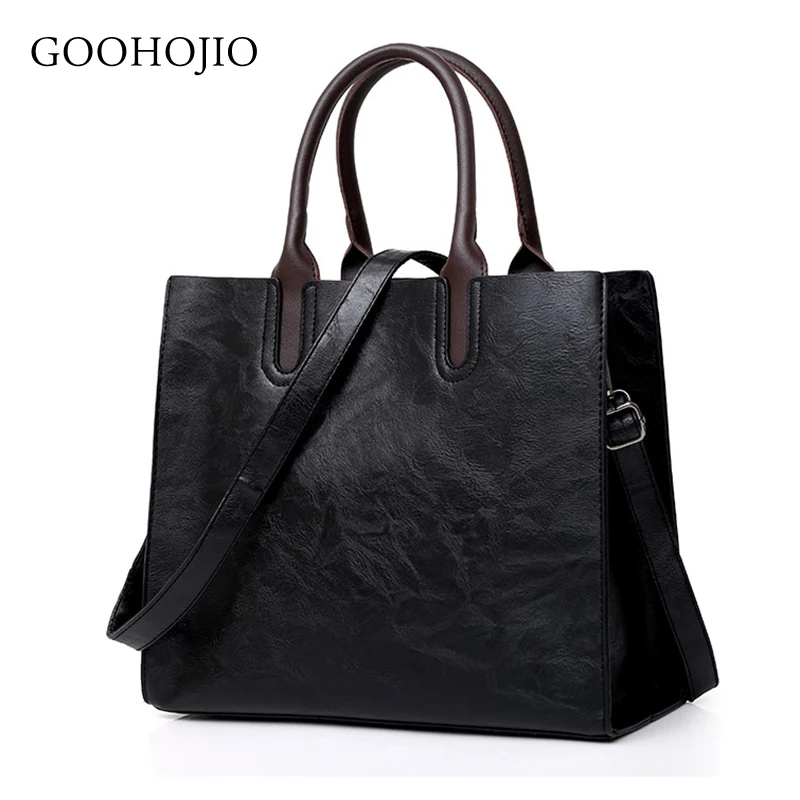 

GOOHOJIO Fashion Women Big Bag High Capacity Handbags Cowhide Square Bags for Women Messenger Bags 2019 Female Shoulder Bags