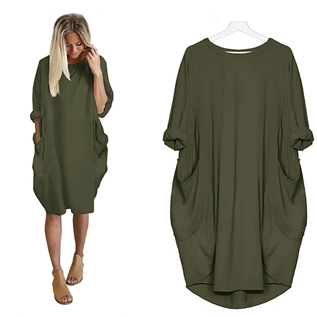 Disney Plus Size Midi Dress Long Sleeve Robe Casual Minnie Mickey Mouse Print Beach Loose Dresses Kawaii Sundress Women Clothing D002 Green