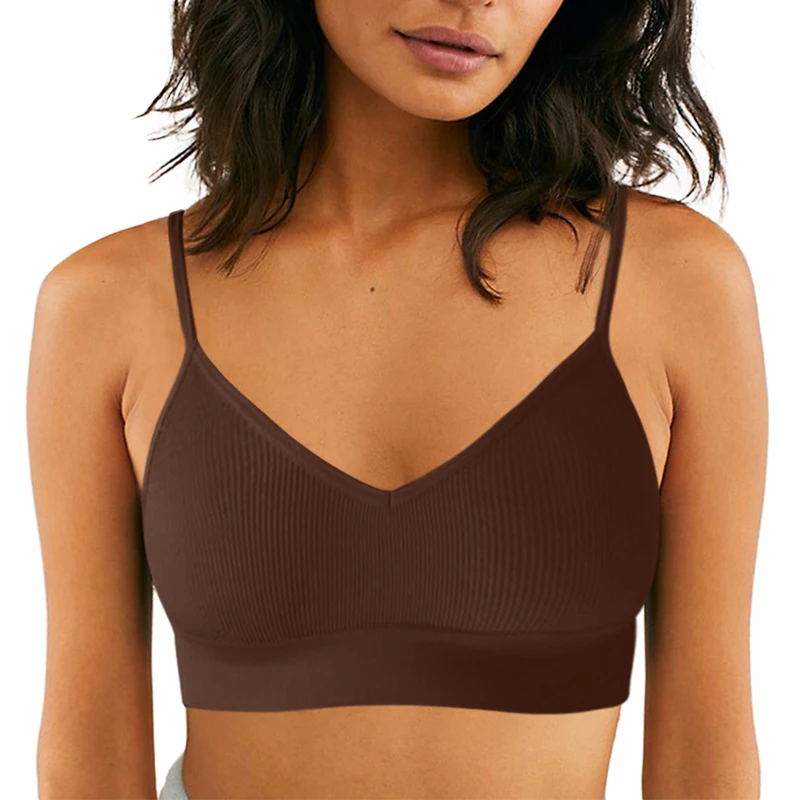 

Deep V Women Sexy Bralette Soft Cotton Bra Solid Crop Top Push Up Padded Bralette Comfortable Underwear Wire Free Lingerie