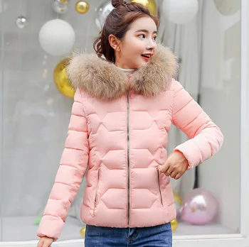 

Casual Warm Woman Short Winter Coats and Jackets Slim Solid Padded Jacket Hooded Parkas Mujer 2018