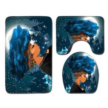 

African Women's Bathroom Mat Three-Piece Bathroom Carpet Toilet Mat Set Door Mat Bathroom Non-Slip Mat Spot