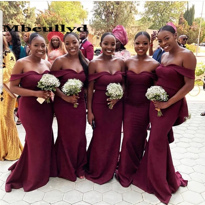 Mbcullyd Mermaid African Bridesmaid Dresses Long 2020 Sexy Off Shoulder