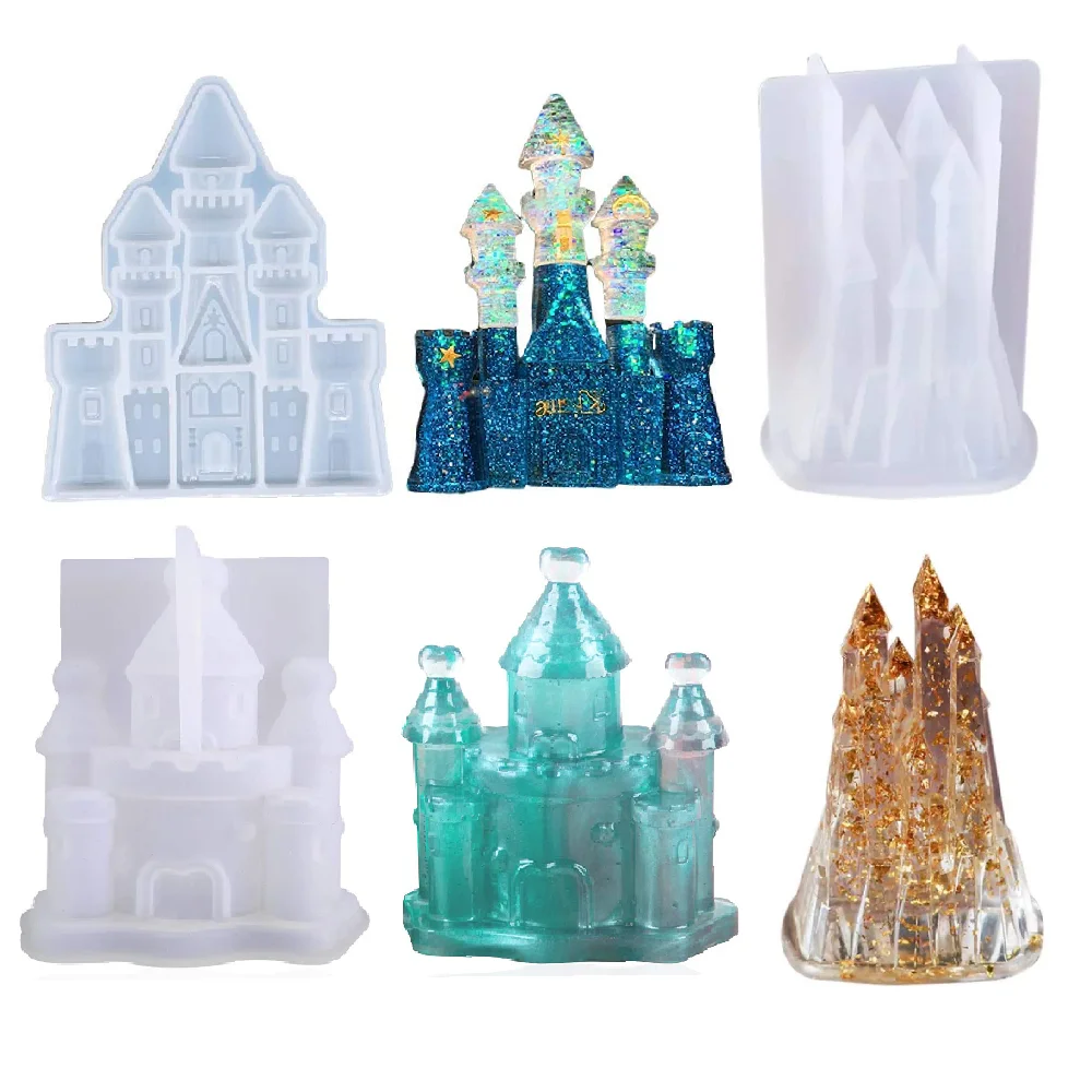 

3 Styles 3D Castle Silicone Molds Villa Christmas House UV Epoxy Resin Mold For DIY Crafts Home Decoration Tool Jewelry Making