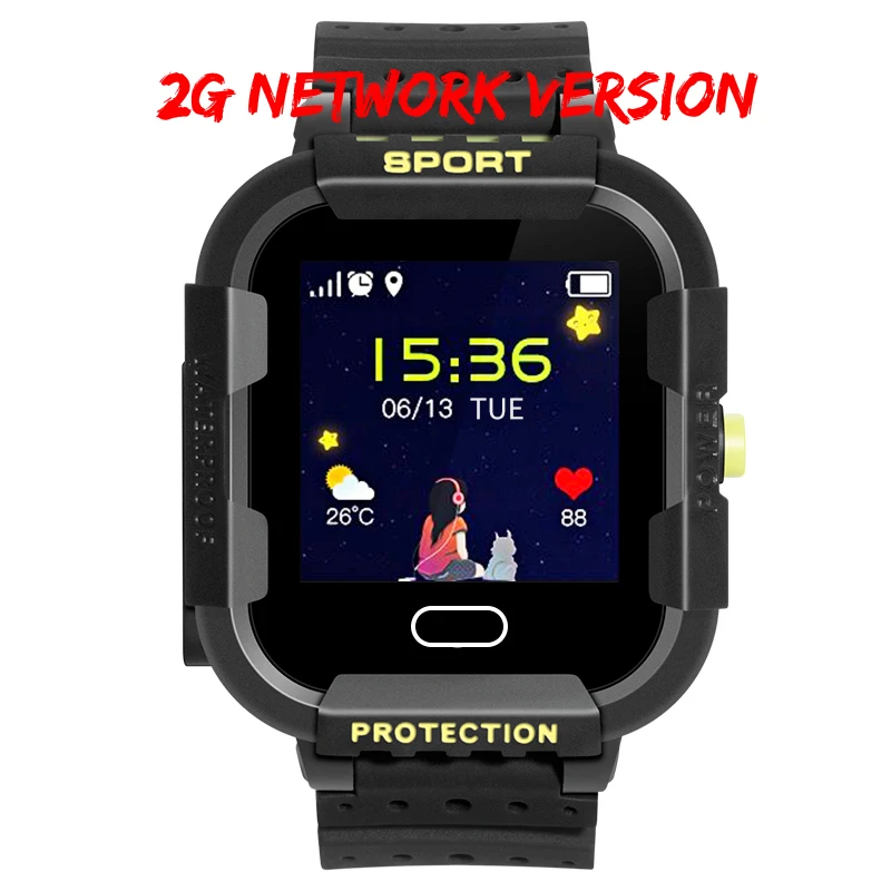 Black color with 2G IPX7 водонепроницаемый смарт 4G Удаленная камера gps Wi-Fi Дети Студенты умные часы видео вызов монитор трекер местоположение телефон часы - Цвет: Black color with 2G