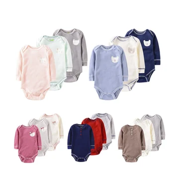 

3Pieces/lot baby boys Bodysuits long sleeve spring autumn solid baby Girl Clothes Cotton babies Jumpsuit newborn Clothing