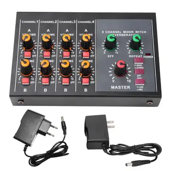 

Audio Mixer Black Metal 8-channel Mono/Stereo Sound with Reverberation Function