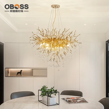 

Brass Gold Chandelier Crystal Modern Lighting for Dining Room Foyer Raindrop Linear Light Fixture for bedroom