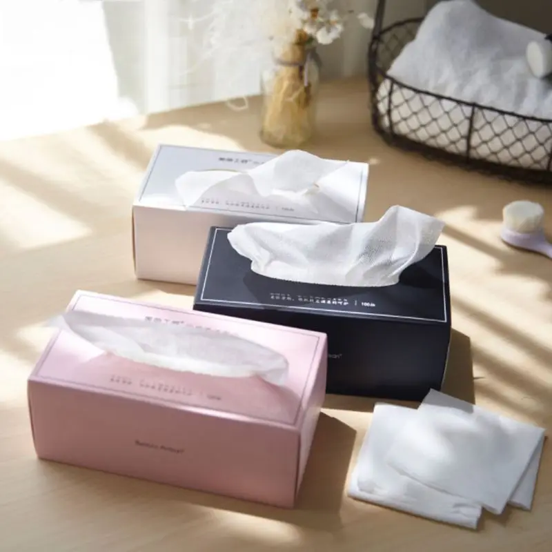

100Pcs/Box Disposable Non-Woven Towel Washing Face Pads Net Weave Removable Tissue Cosmetic Makeup Tool Wet and Dry Cloth X5XC
