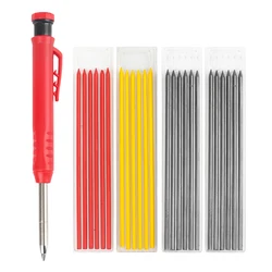 Ensemble de crayons de charpentier, avec cordons de remplacement et taille trou intégré, Kit d'outils de marquage des crayons mécaniques réglables 