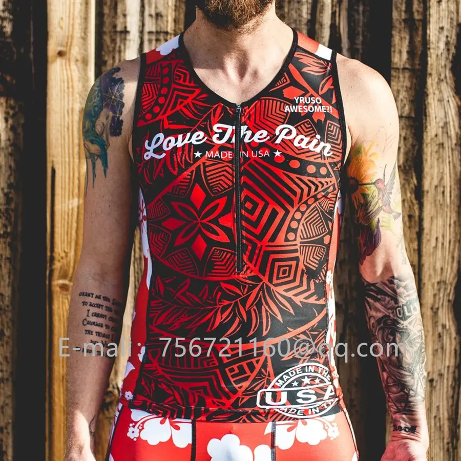 LOVE THE PAIN Мужские дышащие быстросохнущие уличные высококачественные гоночные костюмы ciclismo с круглым вырезом жилет против морщин куртка - Цвет: Красный