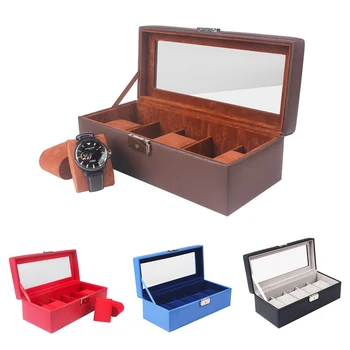 

Leather 5 Slots Bracelet Bangle Jewelry Watch Gift Box Case Velvet Organizer