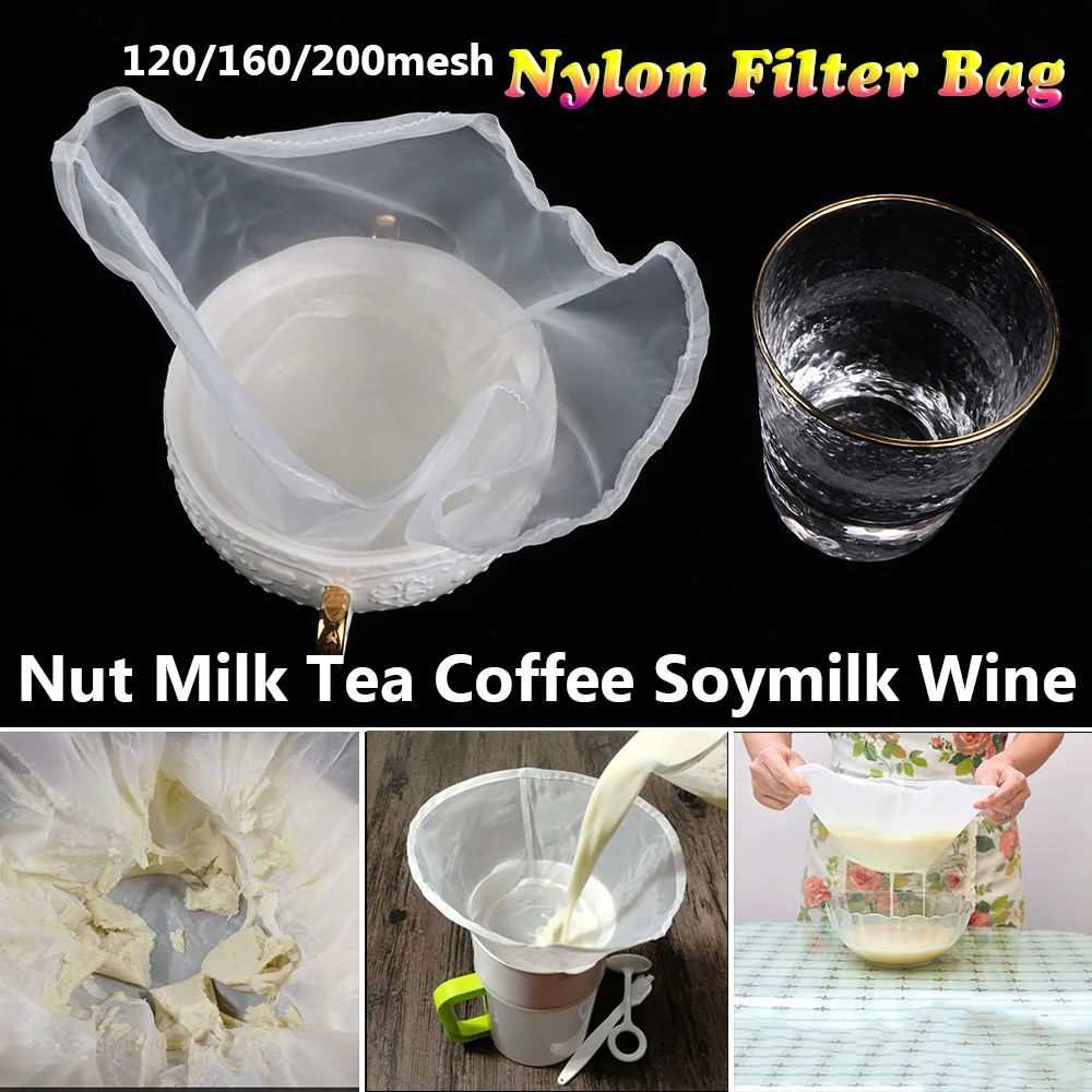 1Pc Soy Milk Filter High density Nylon Filter Bag Reusable Fine Mesh