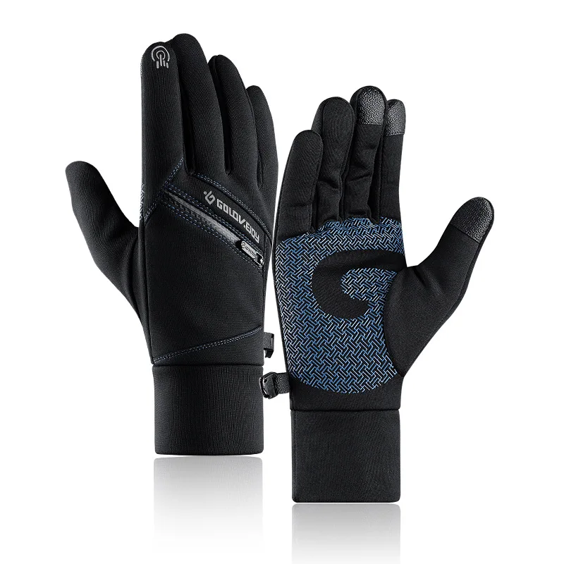 Лыжные перчатки, зимние, для верховой езды, альпинизма, альпинизма, одежда, Нескользящие, водонепроницаемые, с сенсорным экраном, теплые защитные перчатки - Цвет: Синий