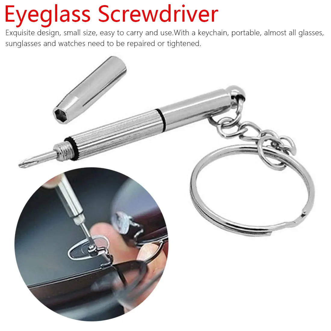 

5Pcs/Set 3 in 1 Aluminum Steel Eyeglass Screwdriver Set for Sunglass Glasses Watch Repair Tool Kit with Keychain Screwdrivers