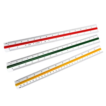 

30cm School Architect Scale Ruler Drafting Accurate Metric Triangular Engineer Tool Home Office Color Coded Side Plastic Student