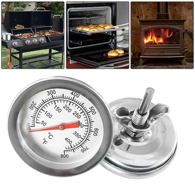 Lot de 2 thermomètres pour barbecue de 100 °C à 1000 °C pour barbecue au  charbon de bois, fumoir à bois, thermomètre Fahrenheit pour barbecue,  viande